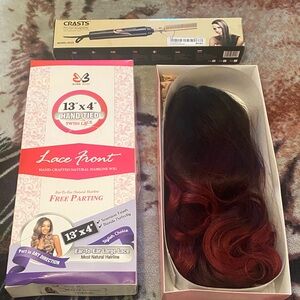New Lace Front Wig - Black and Red Ombre and pro hair straighter